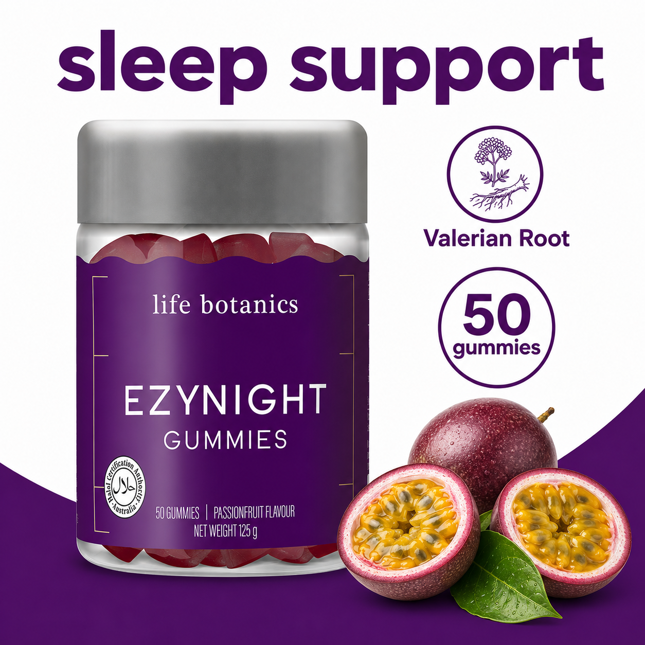 Life Botanics EzyNight Gummies 50s bottle product photography