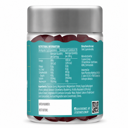 Life Botanics Magnesium Gummies 50s bottle product photography