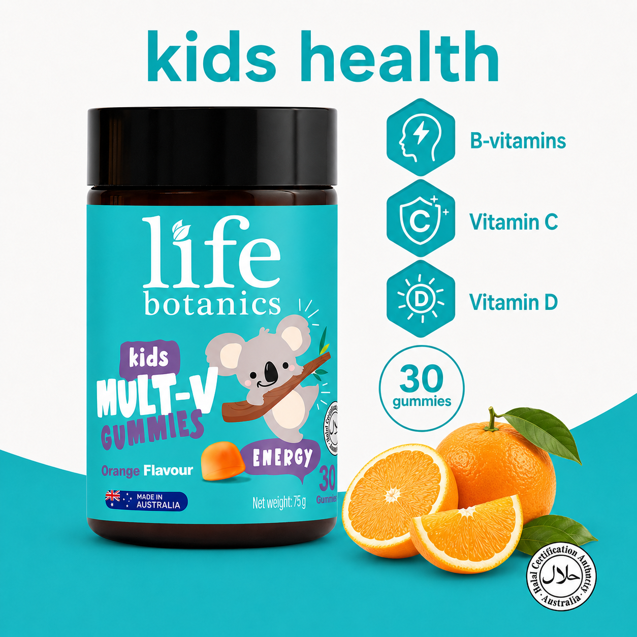 Life Botanics Multivitamin Kids Gummies 30s bottle product photography