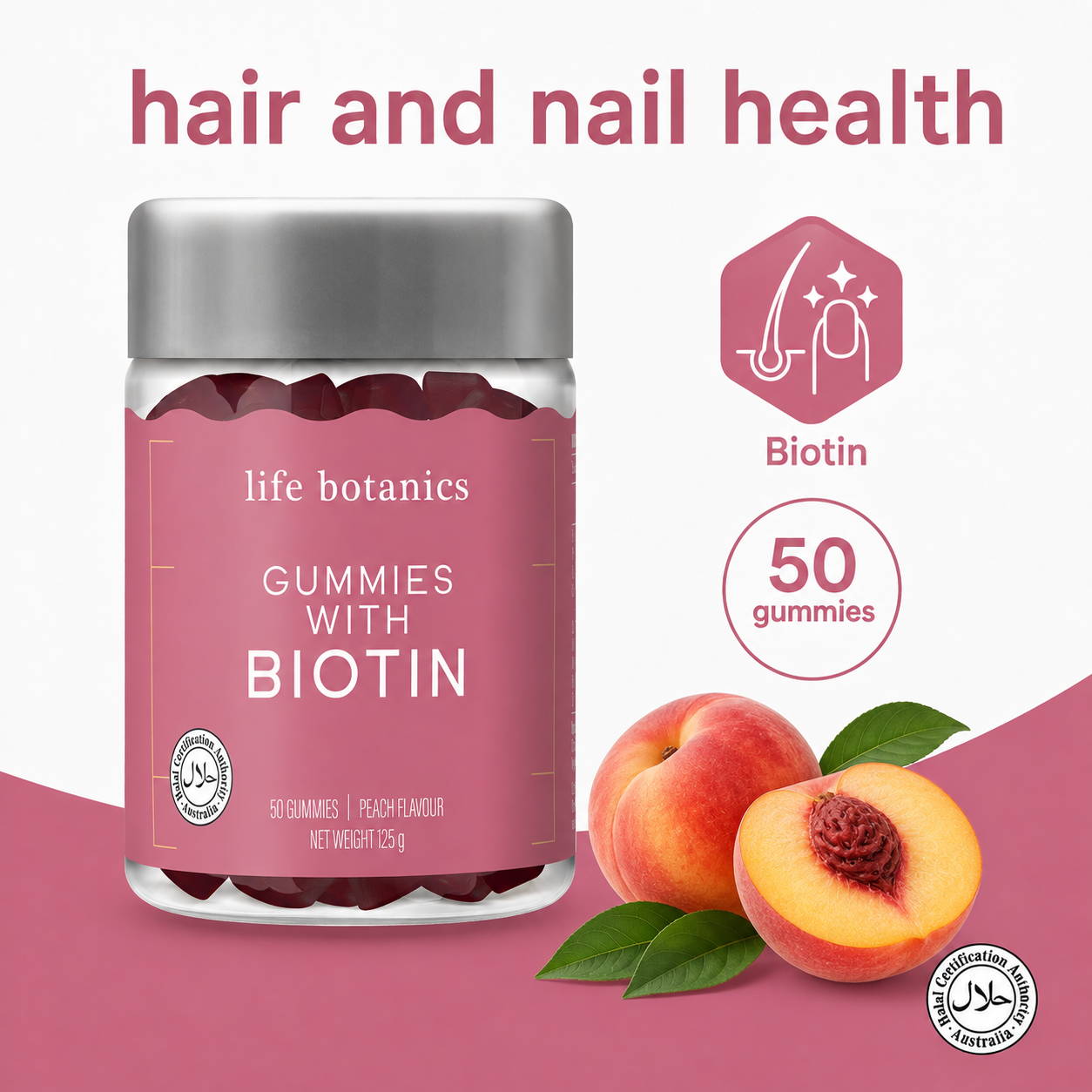 Life Botanics Biotin Gummies 50s bottle product photography