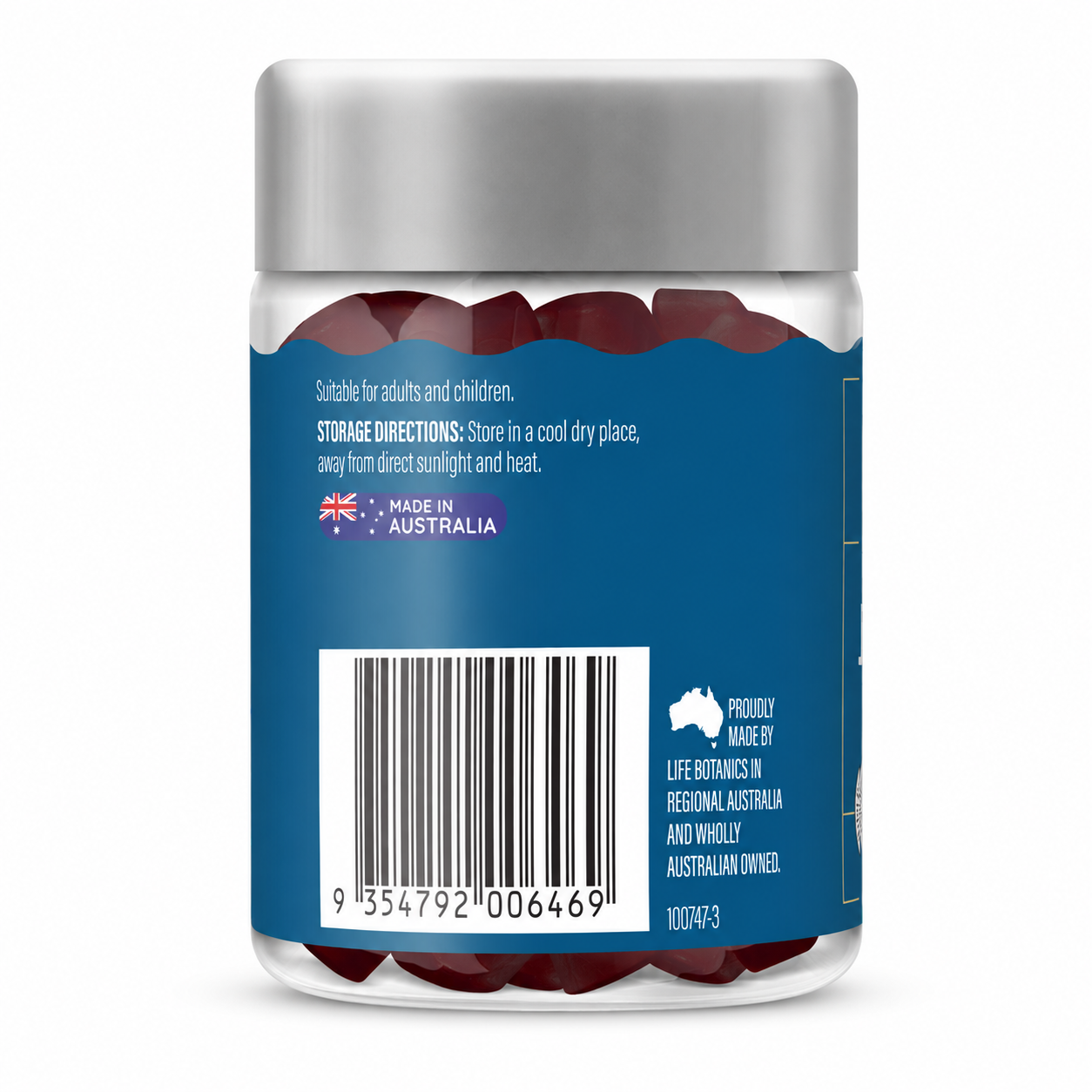 Life Botanics Bluelight Gummies 50s side panel with supplement facts