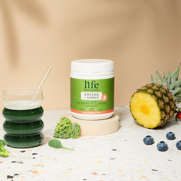 Life Botanics Greens + Shred Powder — greens with L-Carnitine for metabolism support