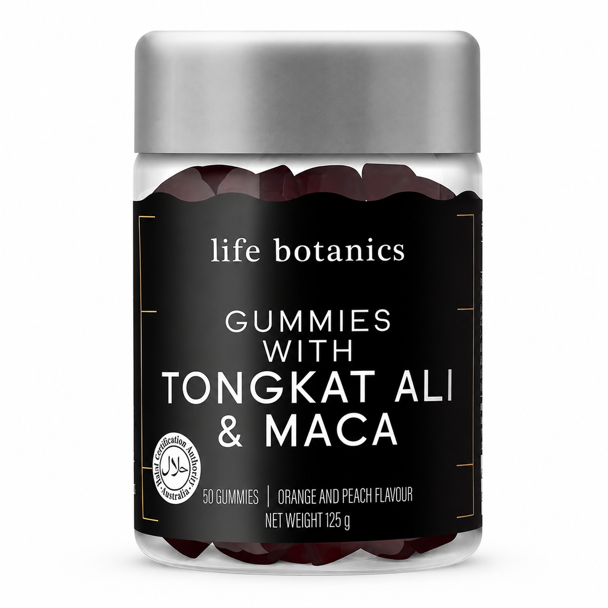 Life Botanics Tongkat Ali + Maca Gummies 50s front of pack label