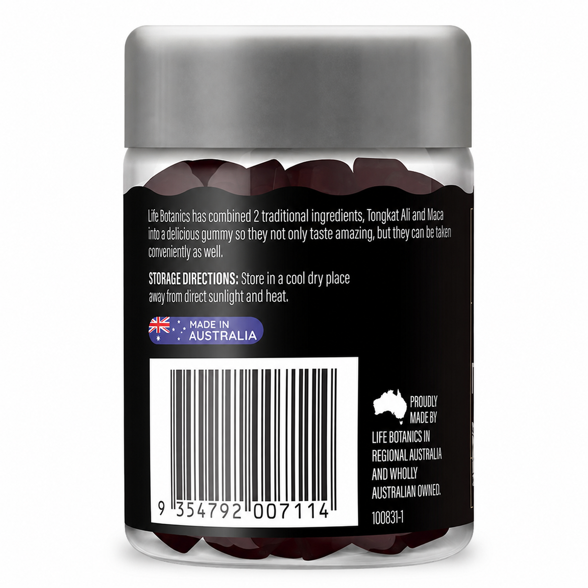 Life Botanics Tongkat Ali + Maca Gummies 50s side panel with supplement facts